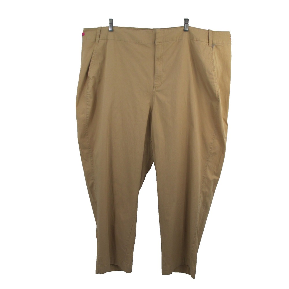 A New Day Chino Pants Womens 24W Khaki Beige Flat Front Stretch Casual Straight